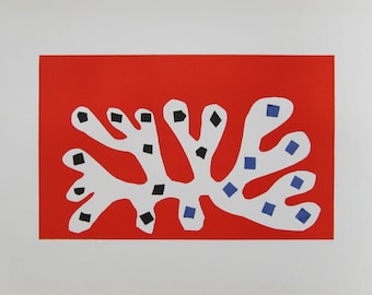 Henri Matisse  - "Algue Blanche sur fond Rouge" - Original Lithograph - 1960