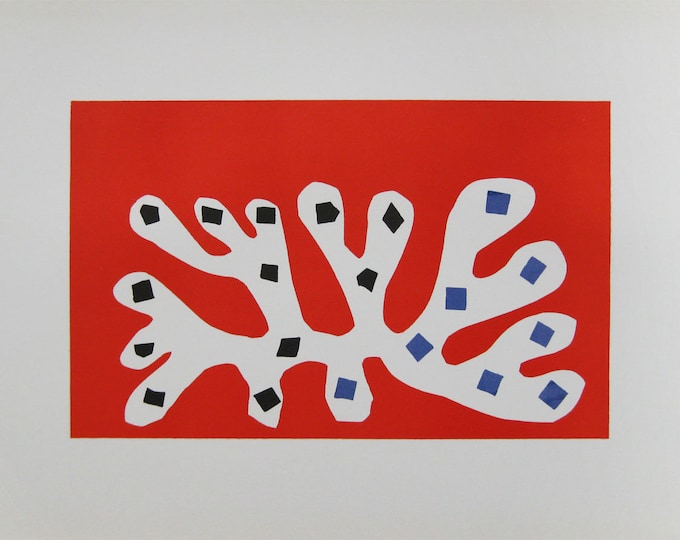 Henri Matisse  - "Algue Blanche sur fond Rouge" - Original Lithograph - 1960
