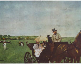 Edgar Degas - 'Carriage at the Race' - Vintage Art Print, 1950's