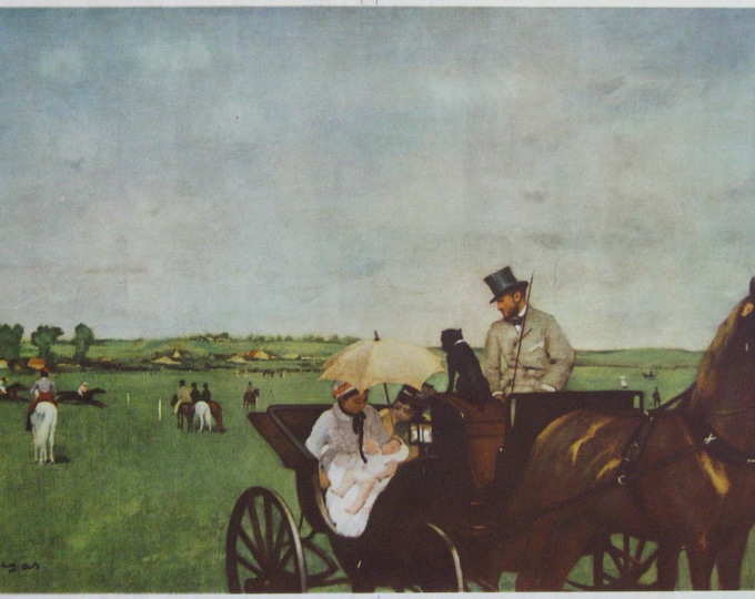 Edgar Degas - 'Carriage at the Race' - Vintage Art Print, 1950's