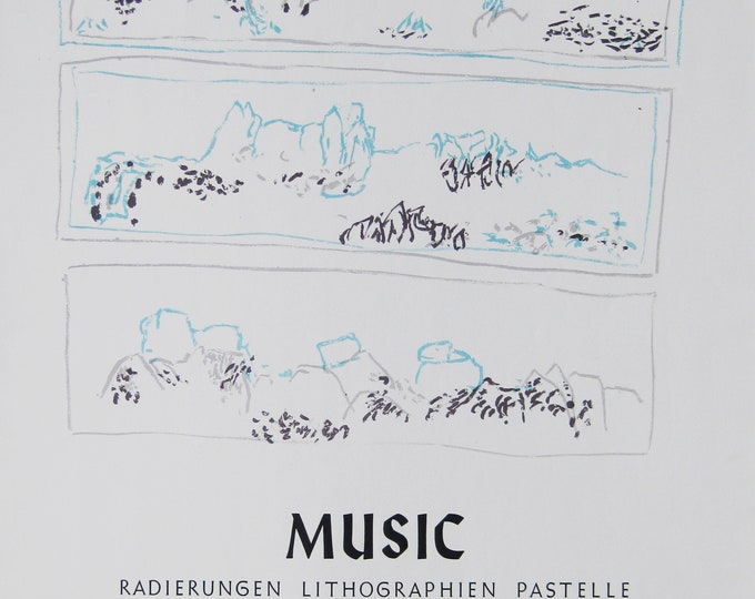 ZORAN MUSIC - "Landscape Sketches" - Colour Lithograph Exhibition Poster - 1968