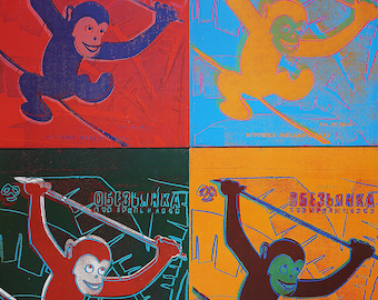 Andy Warhol  - "Four Monkeys" - LARGE Colour Offset Lithograph, 1993