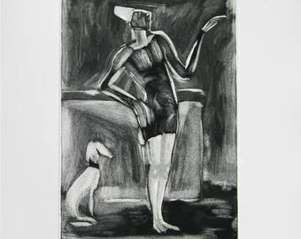 George Rouault - "Clown au Chien" - Aquatint etching  - 1939