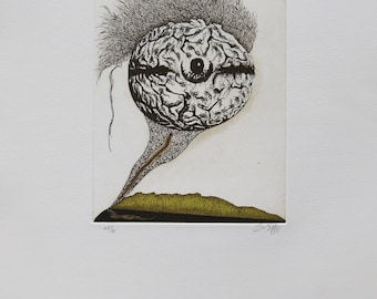 Zush (Alberto Porta)  - "Surreal compostion" - Hand Signed Colour Etching - 1982 (S/N - 62/75)