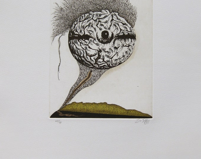 Zush (Alberto Porta)  - "Surreal compostion" - Hand Signed Colour Etching - 1982 (S/N - 62/75)