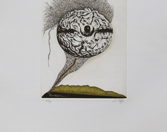 Zush (Alberto Porta)  - "Surreal compostion" - Hand Signed Colour Etching - 1982 (S/N - 62/75)