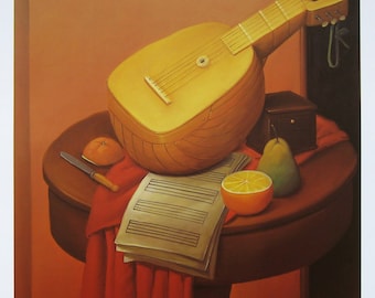 Fernando Botero  - "Natura Morta con Mandolino" - Offset Lithograph, 1992