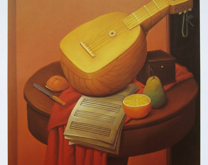 Fernando Botero  - "Natura Morta con Mandolino" - Offset Lithograph, 1992