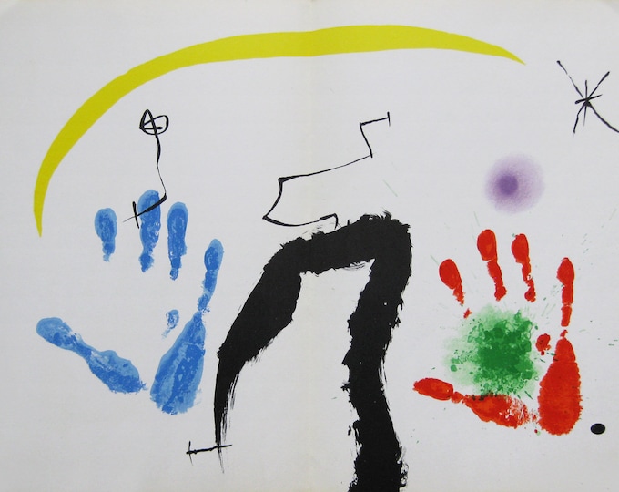 Joan Miro - "Les Mains" - Original Lithograph - Mourlot, 1971