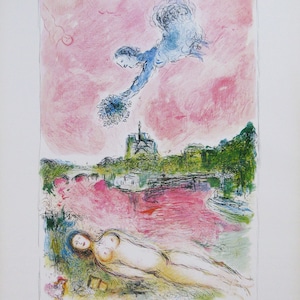 Marc Chagall - "Ópera Rosa" - Gran cartel original de litografía offset para exposición, 1981