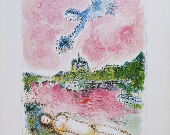 Marc Chagall  - "Pink Opera" - Large Original Offset Lithograph Exhibtion poster, 1981