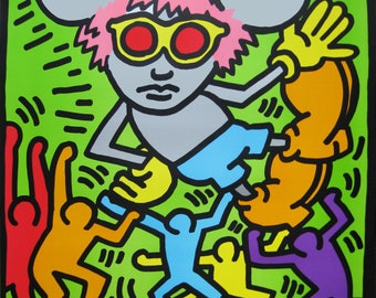 Keith Haring - "Andy Mouse, 1986" - Large Colour Offset Lithograph