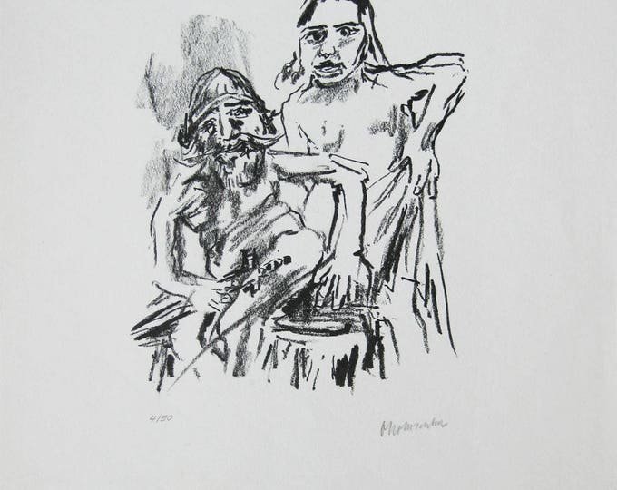 OSKAR KOKOSCHKA - "Polyxena is sacrified" - Hand signed Lithograph (4/50), 1972