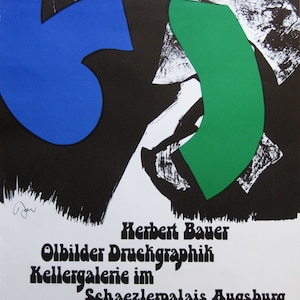 Herbert Bauer - Original Colour Lithograph Exhibition Poster - 1973