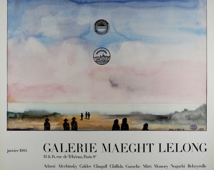 Saul Steinberg - "Galerie Maeght Lelong" - Offset Lithograph Poster, 1985