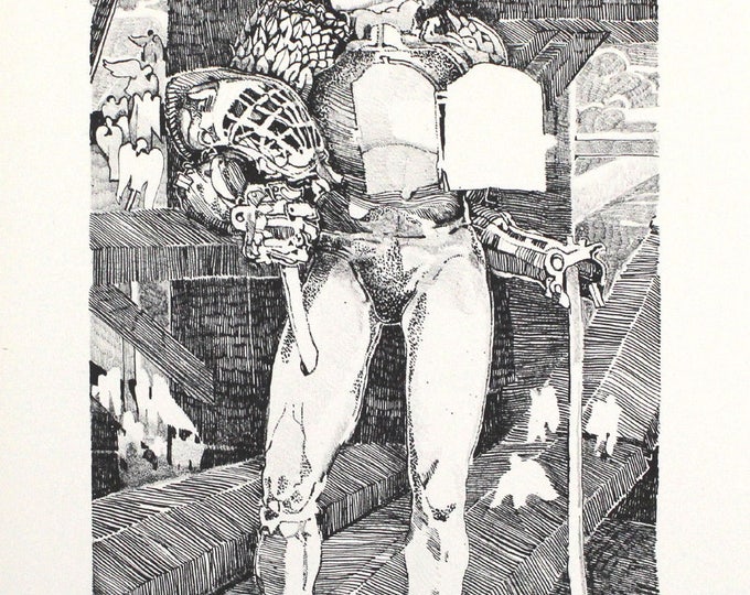 Raffaele de Rosa - "Knight" - Hand signed Lithograph