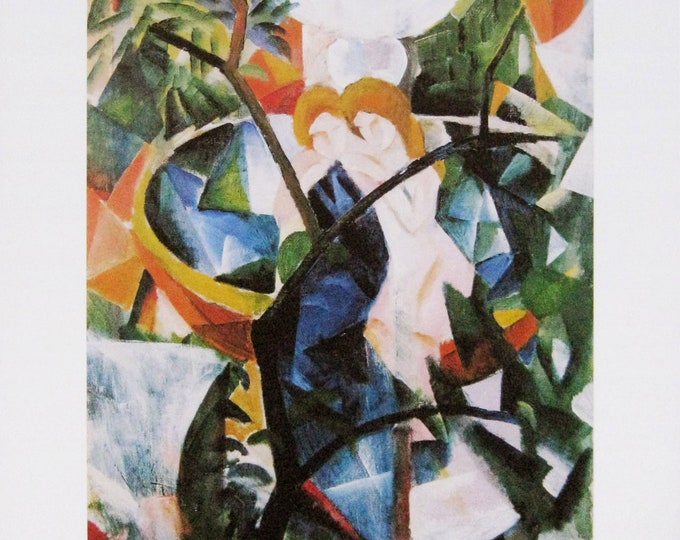 August Macke - "Girl in front of the fountain" - Large Colour Offset Lithograph - 1994