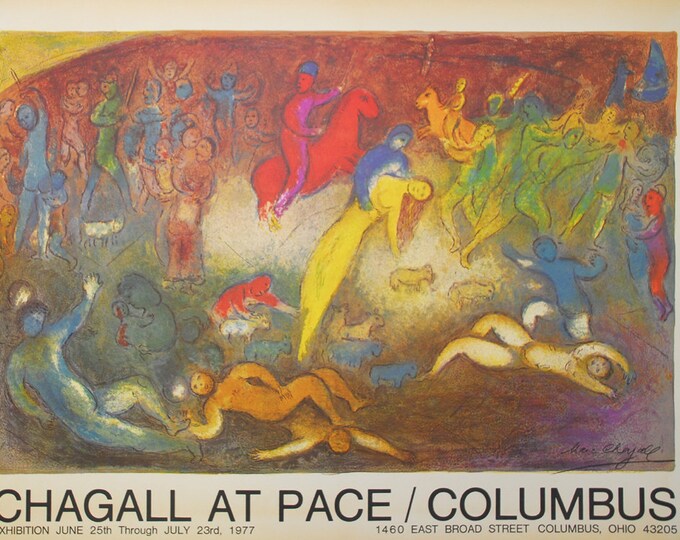 Marc Chagall  - "Chagall At Pace/Columbus" - Offset lithograph signed poster, 1977