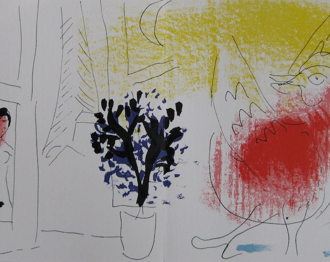 Marc chagall -  "Le Coq Rouge" - Original Colour Lithograph - 1957 (CR: Mourlot 203)