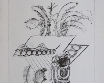 Saul Steinberg - "Illustration IV" - Limited edition Offset Lithograph published by Galerie Maeght - 1983