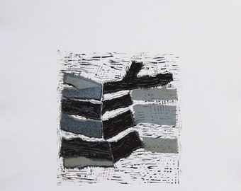 Barbara Keidel - "Composition"- Handsigned Linocut - 1998 (S/N - EA)
