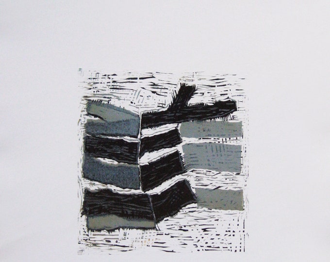 Barbara Keidel - "Composition"- Handsigned Linocut - 1998 (S/N - EA)