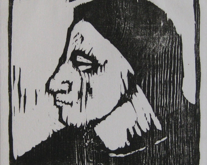 Opretzka- "Head" - Hand signed Woodcut