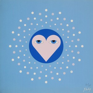 YVES LALOY - "Composition" - Hand signed Screenprint Wedding Invitation, 1971