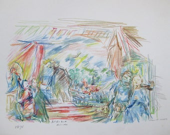 Oskar Kokoschka -  'Composition' - Hand signed Colour Lithograph, 1976