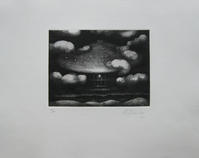 Robert Llimos -  "In the middle of the Clouds" - Handsigned Etching