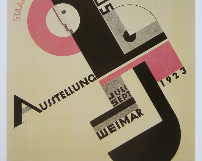 Joost Schmidt - "Staatliches Bauhaus 1923" - Colour Offset lithograph Exhbibition Re-Print - 1988