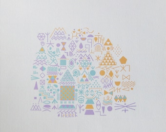 Yves Galgon -  "Composition" - Hand signed Screenprint - 1982 (S/N - 111/220)