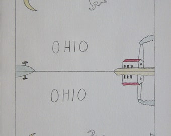 Saul Steinberg - "Illustration IX" - Limited edition Offset Lithograph published by Galerie Maeght - 1983