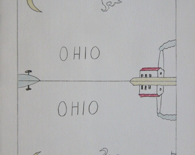 Saul Steinberg - "Illustration IX" - Limited edition Offset Lithograph published by Galerie Maeght - 1983