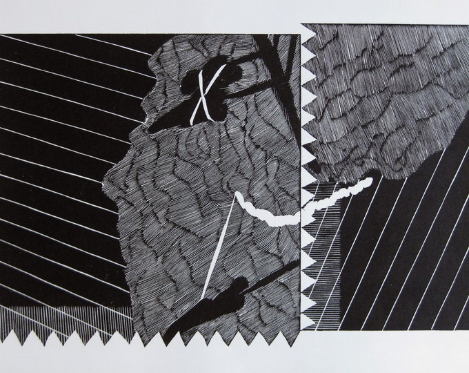 Burkhart Beyerle - "Säntis in two parts" - Original Woodcut, 1987