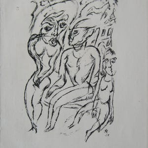 Walther Ruttmann - &#39;Couple with Child&#39; - Original Lithograph, 1919