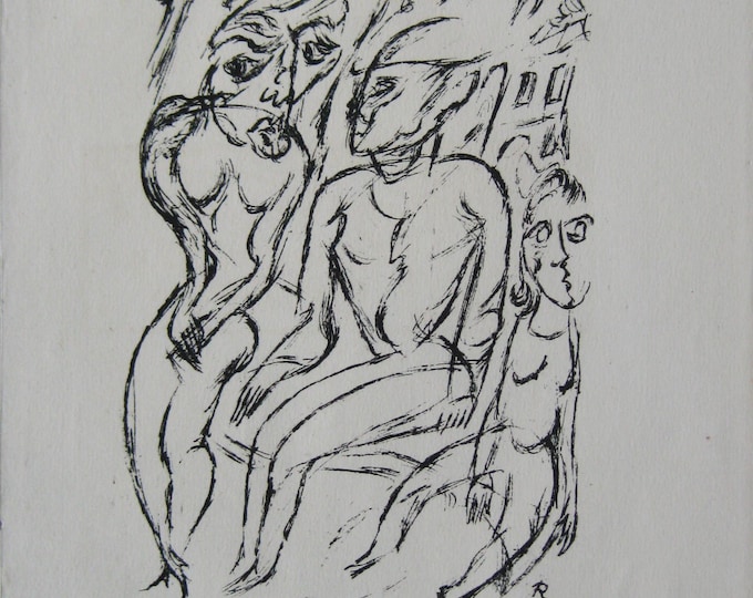 Walther Ruttmann - 'Couple with Child' - Original Lithograph, 1919
