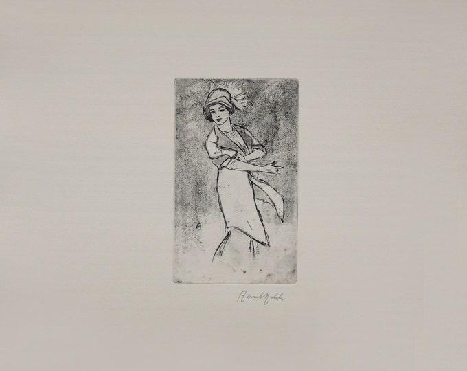 Renato Natali - "Portrait of woman" - Stamp signed Etching, 1977