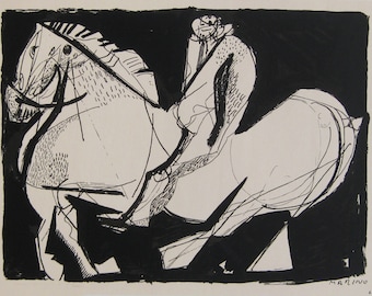 Marino Marini - "Fantino" - Colour Screen Print - 1968