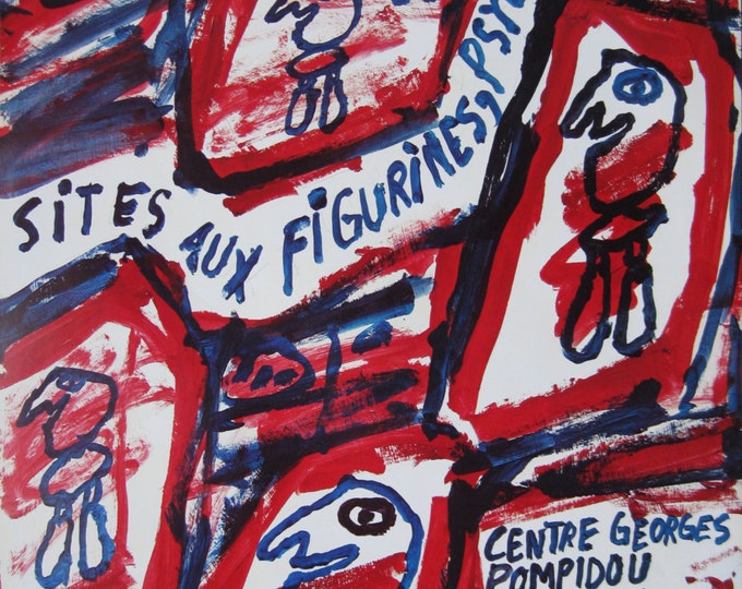 Jean Dubuffet - "Sites aux Figurines, Psycho-Sites", Offset Lithograph Exhibtion Poster, 1981