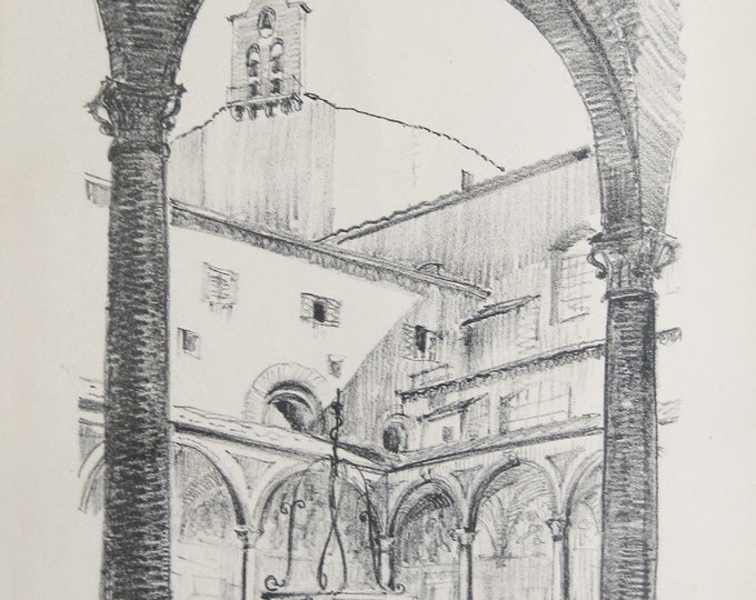 Alexander Baerwald - "Florence, Santissima Annunziata" - Hand signed Lithograph - 1922 (S/N - 9/30)