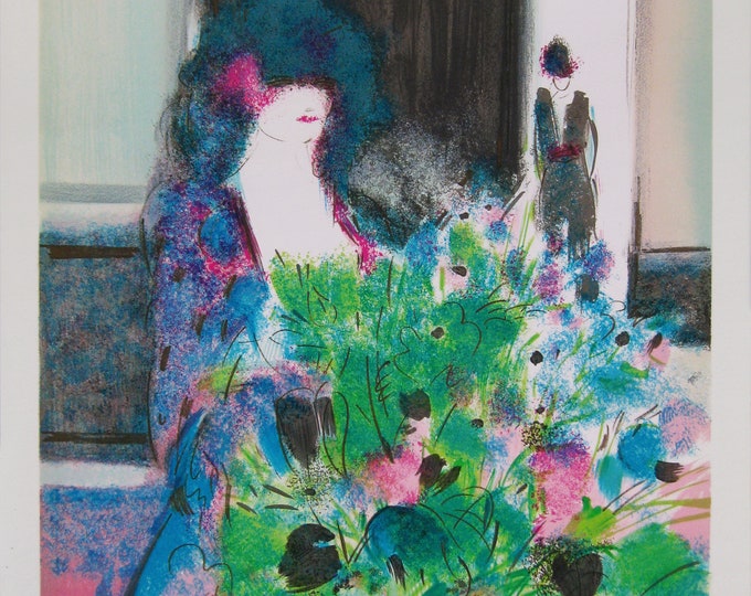 Claude Manoukian  - "Femme et Fleurs" - Handsigned Lithograph on Rives (S/N - 136/170)