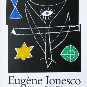 Eugène Ionesco - &quot;Kestner-Gesellschaft&quot; - Cartaz litográfico assinado à mão, 1984