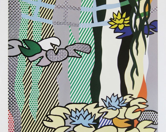 Roy Lichtenstein  - "Waterlilies with japanese brigde" - Offset Lithograph Exhibition Poster