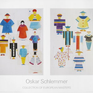 Oskar Schlemmer - &quot;The Nightingale, Eight Figurines, The Nightingale, Seven Figurines&quot; - Colour Offset Lithograph - 1994
