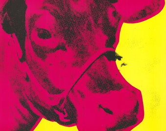 Andy Warhol - « Vache jaune/rouge » - GRANDE Lithographie couleur offset, 1992