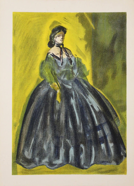 Guy Constantin - "woman in Dress" - Original Color Lithograph - 1939 - Etsy