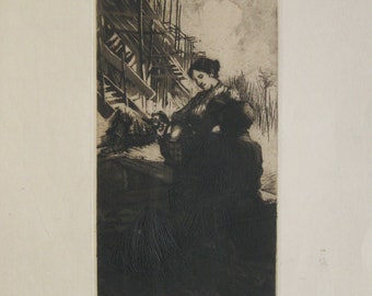 Georg Erler - "Family" - Hand signed Aquatint Etching, 1902