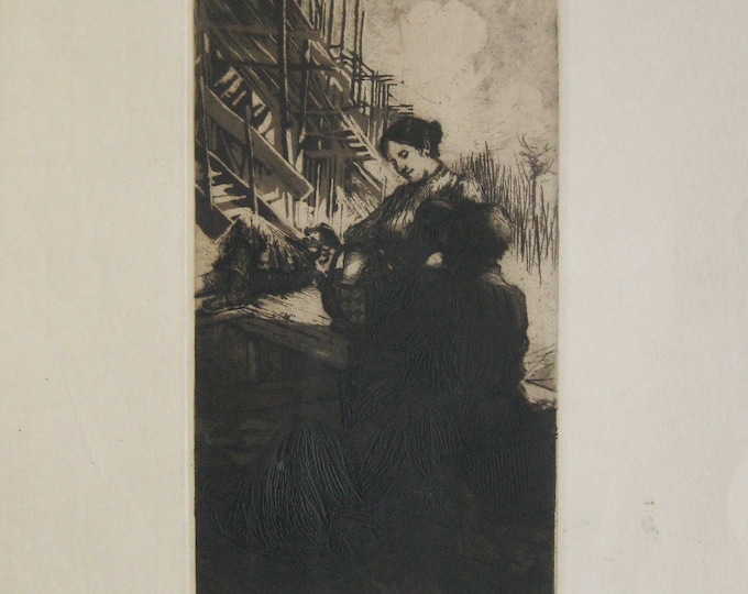 Georg Erler - "Family" - Hand signed Aquatint Etching, 1902