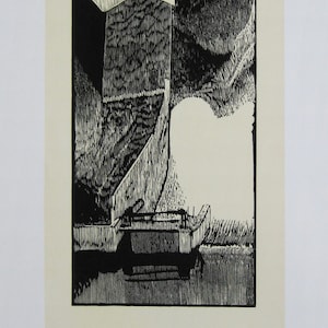 Eduard Albrecht - &quot;Interior&quot; - Original Woodcut - 1988